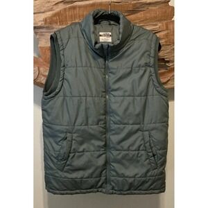 Open Trails Mens Size L Puffer Vest Green Full Zip Sleeveless Active Outdoor